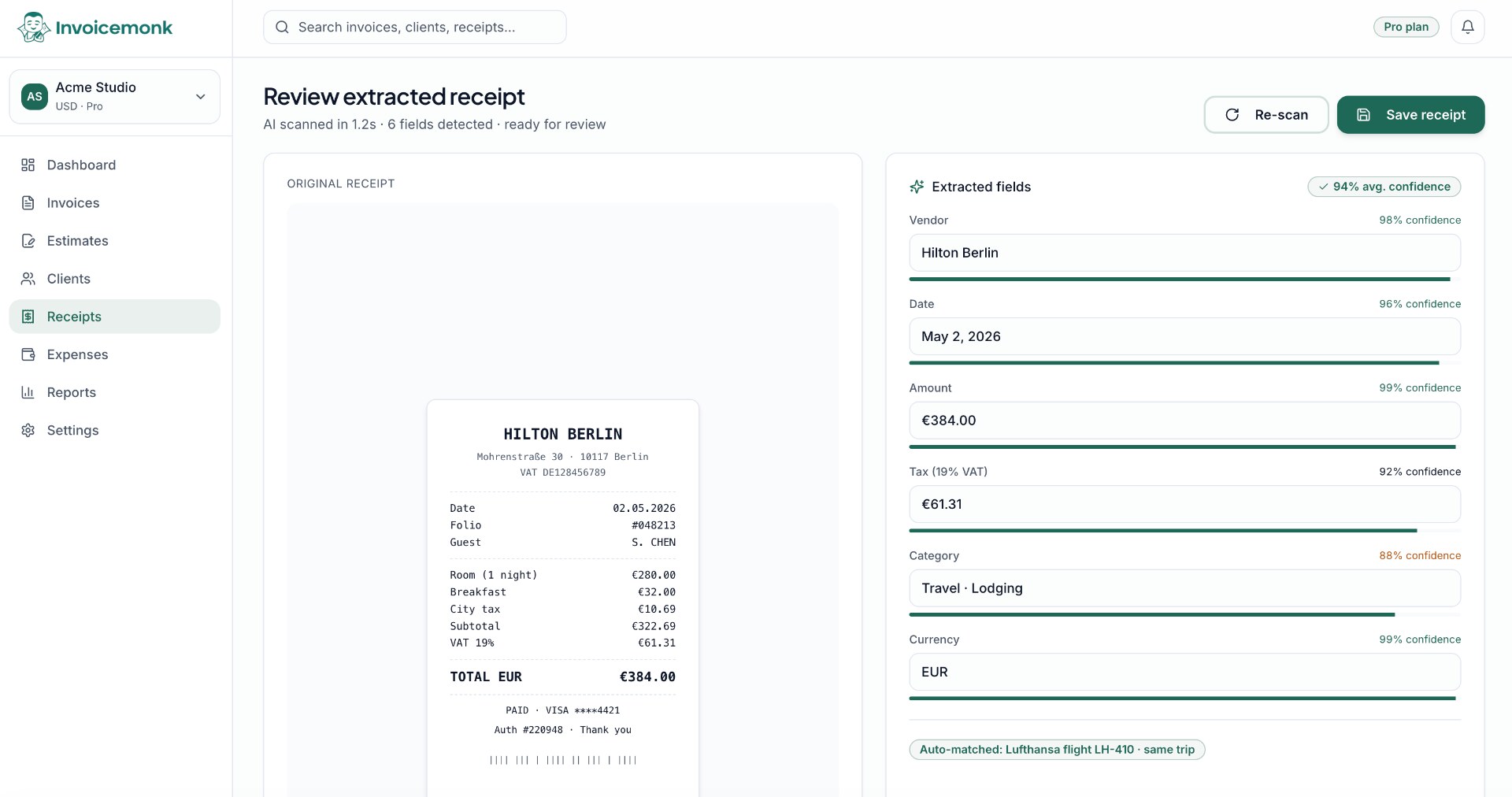 AI-powered receipt capture