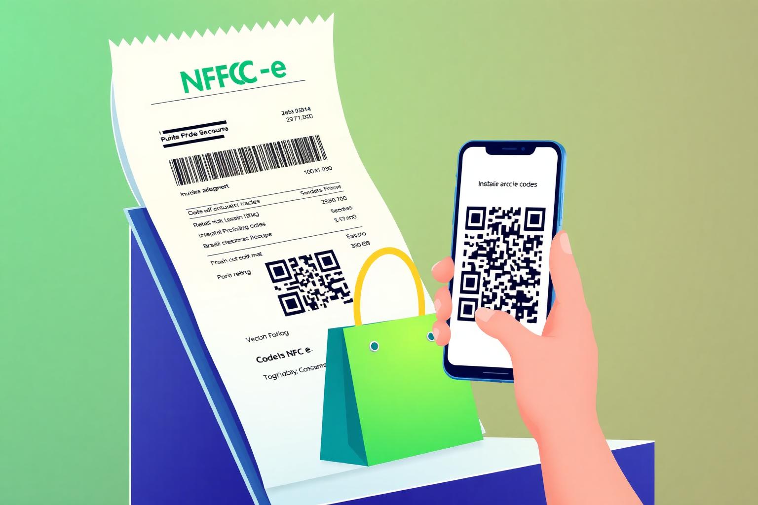 Editorial illustration of Brazil's consumer electronic receipts (NFC-e) for the brazil nfce consumer electronic invoice guide
