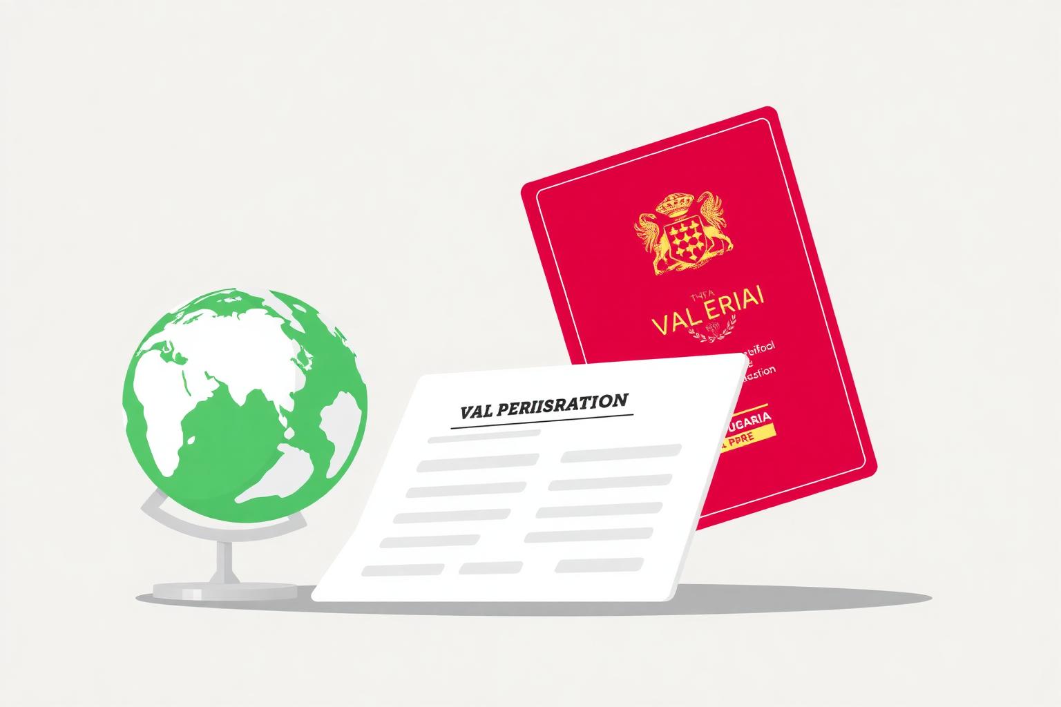 Passport and globe beside a Bulgarian VAT registration form for foreign companies