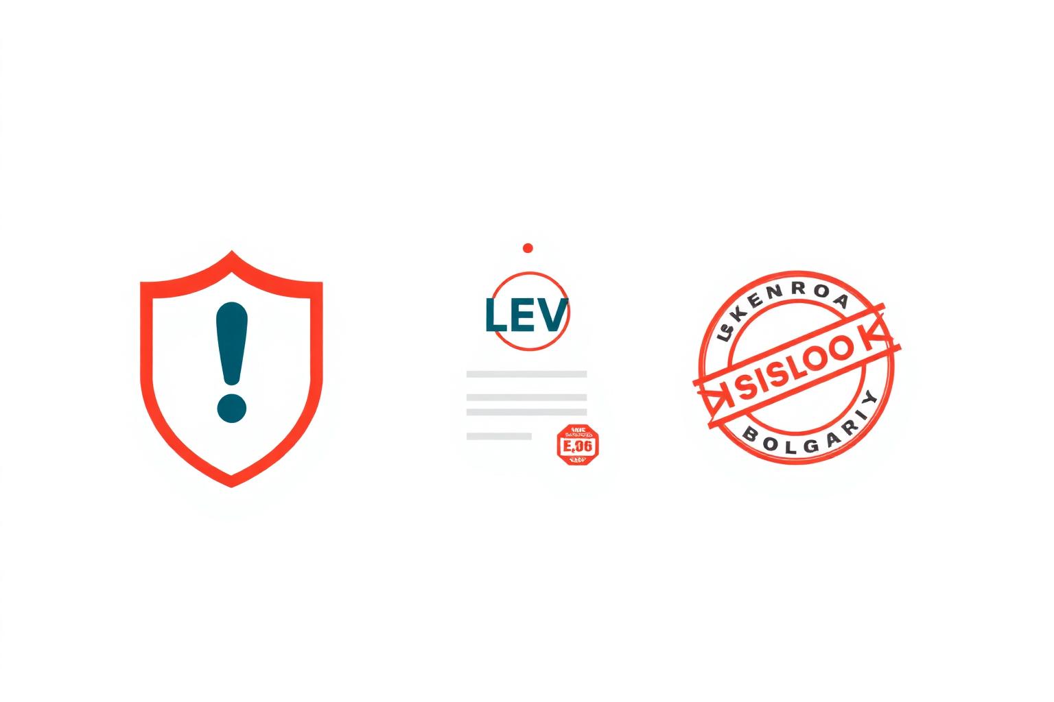 Warning shield beside a lev penalty notice for Bulgarian e-invoicing