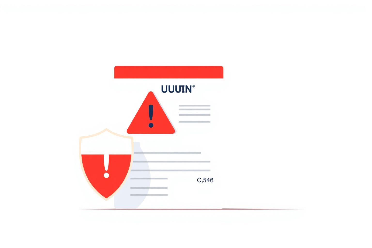 Caution shield beside a UTM-denominated penalty ledger for Chilean e-invoicing