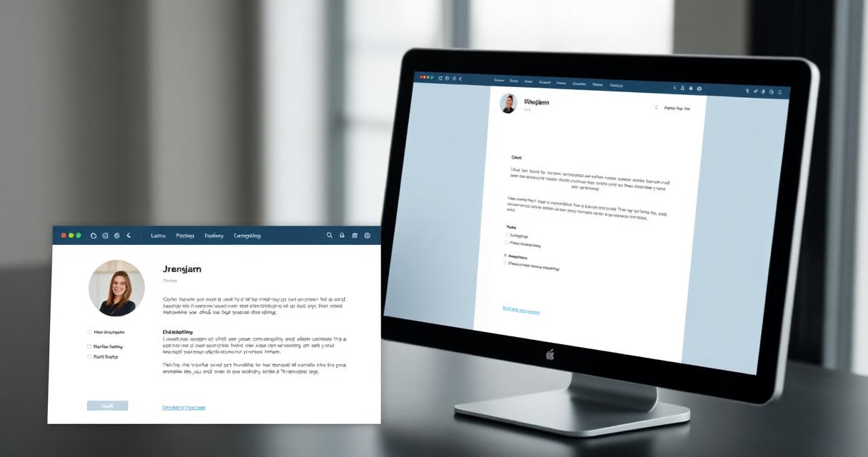 Professional email template on computer screen for client communication