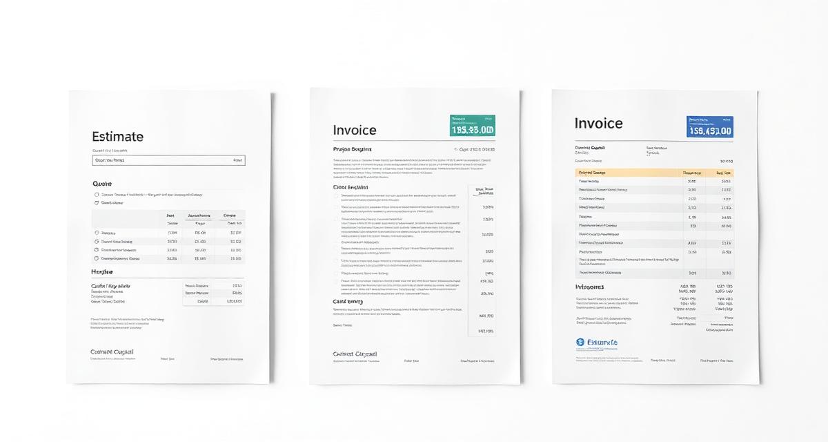 Various business document types compared side by side
