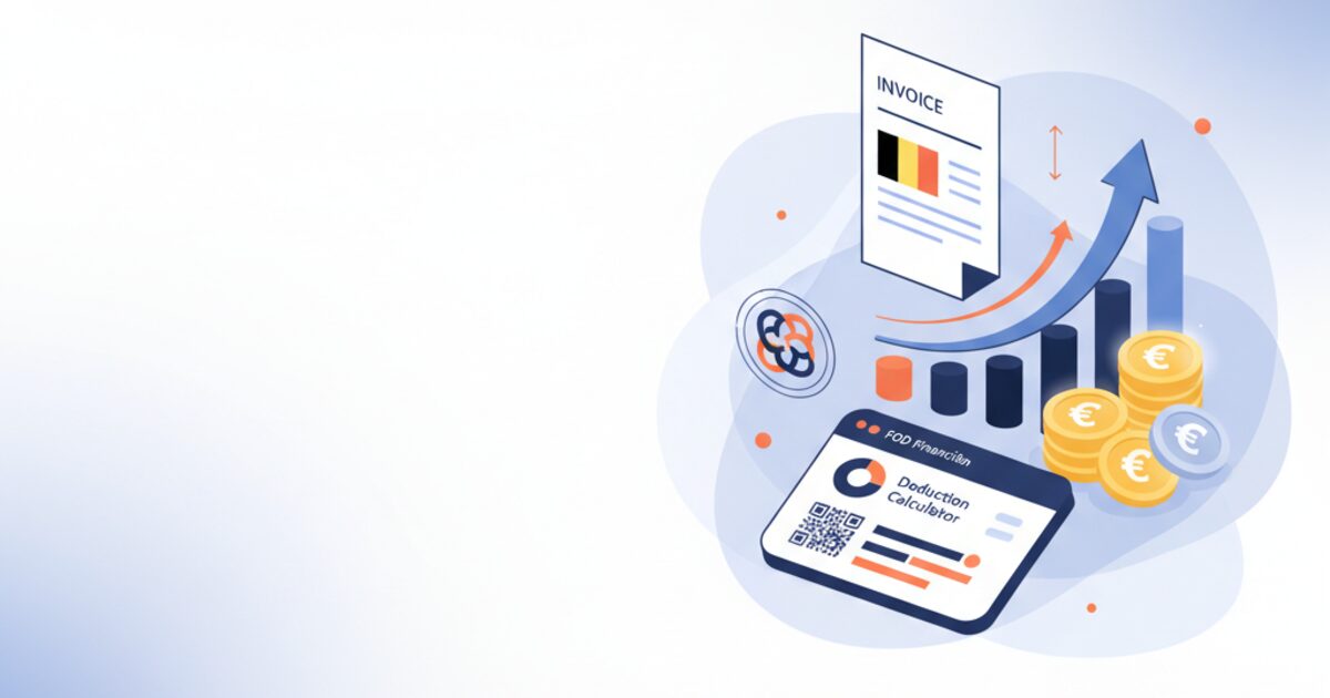 Editorial illustration of Belgium's e-invoicing compliance workflow for the belgium e invoicing tax deduction guide