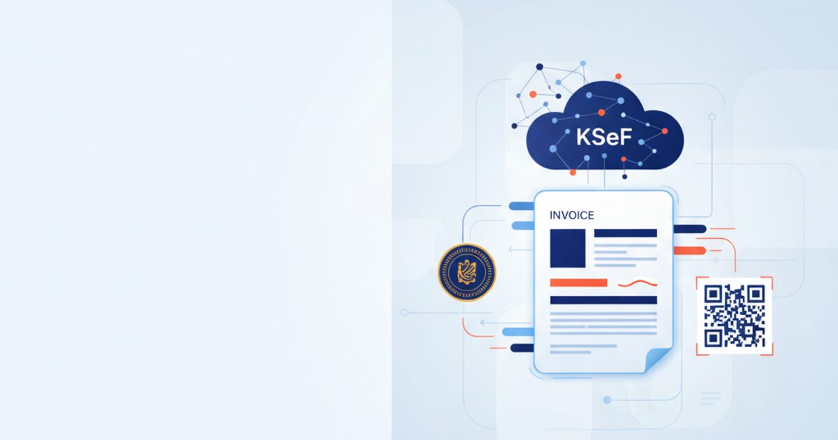 Editorial illustration of Poland's SEF system clearance hub for the poland e invoicing ksef guide guide