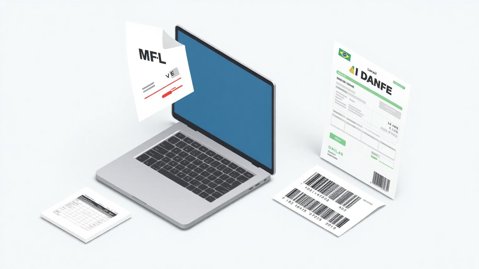 Editorial illustration of Brazil's SEF system clearance hub for the how to comply with sefaz brazil guide
