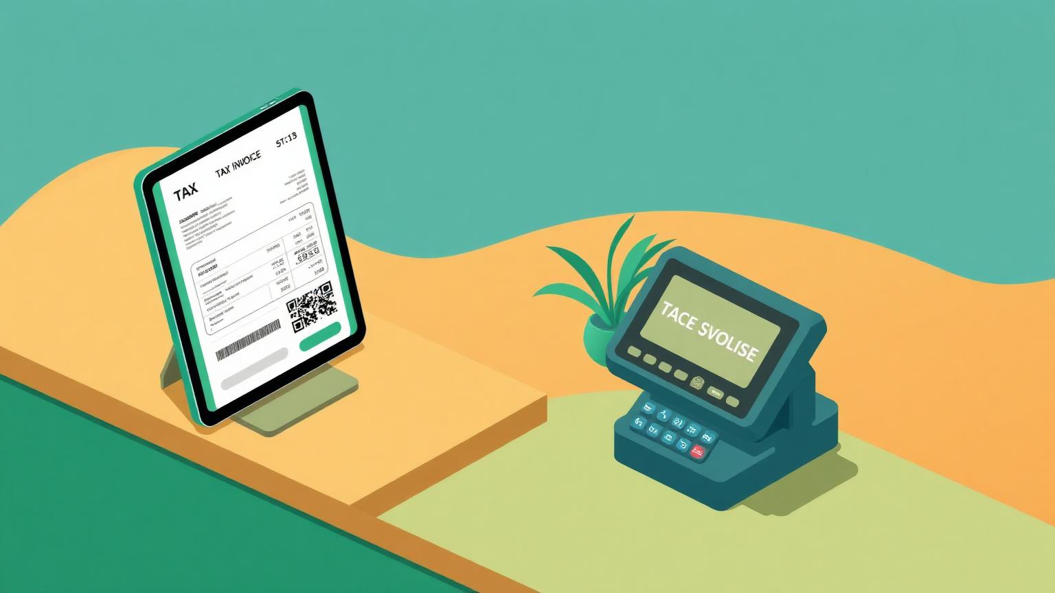 Editorial illustration of Saudi Arabia's e-invoicing compliance workflow for the how to comply with zatca phase 1 guide