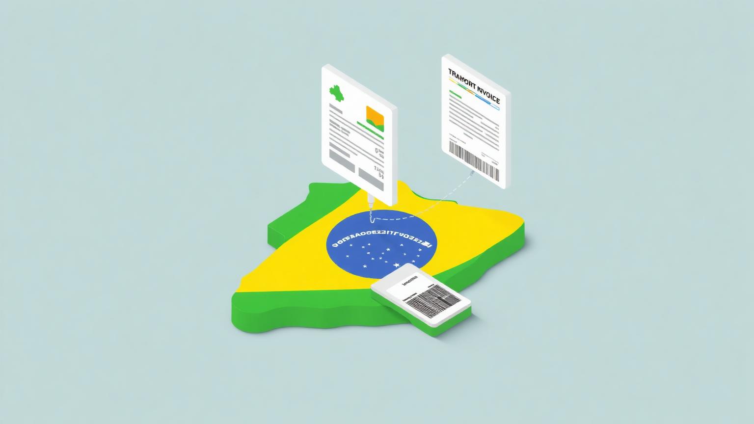 Editorial illustration of Brazil's SEF system clearance hub for the sefaz brazil explained guide
