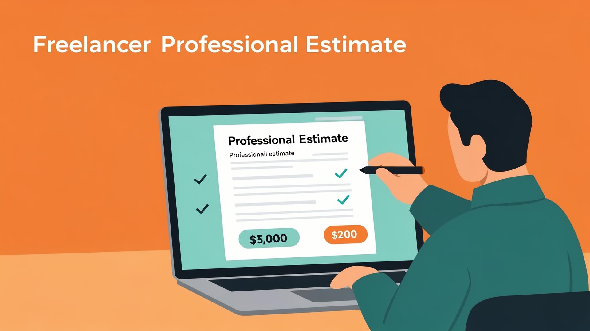 Freelancer creating a professional estimate on laptop