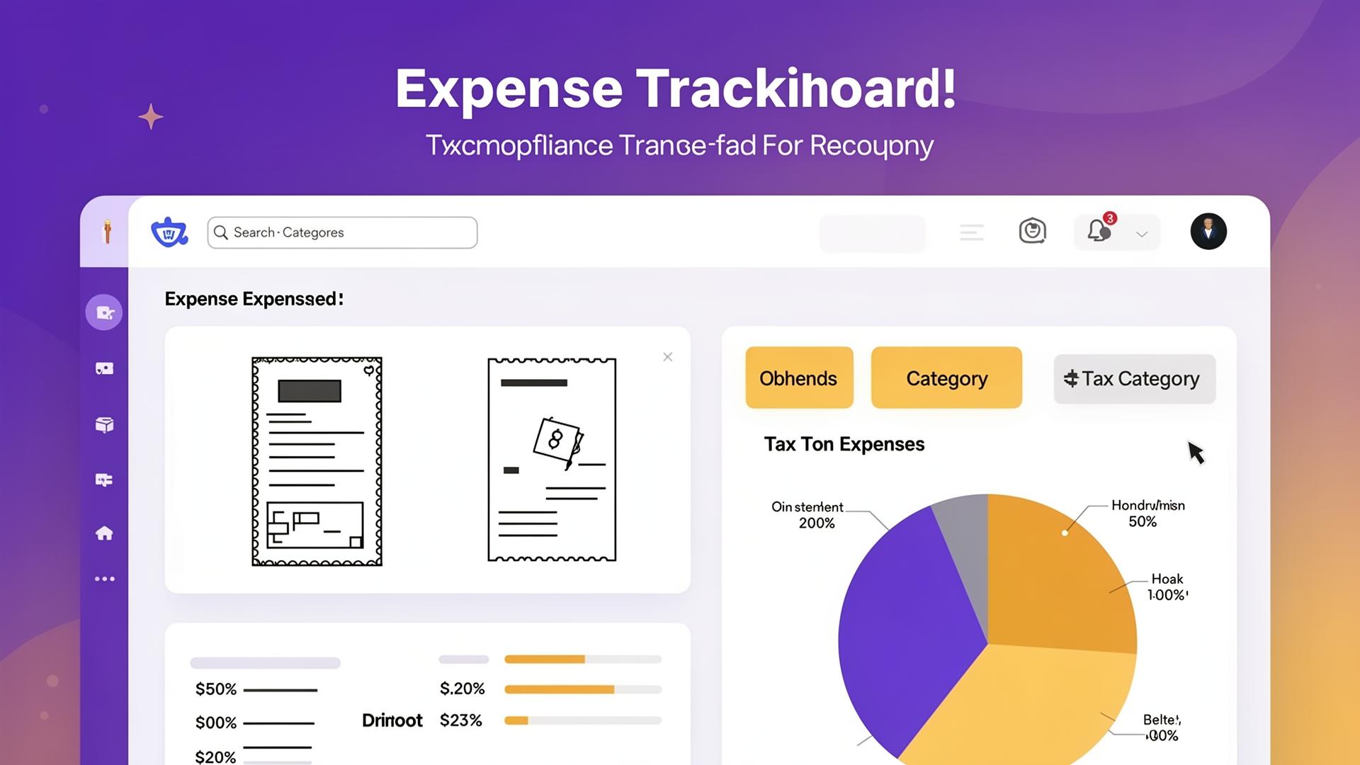 Expense tracking dashboard showing tax categories and receipt scanning