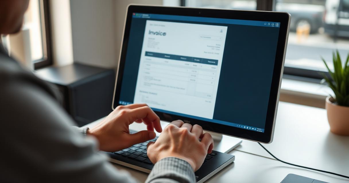 Person creating their first professional invoice on computer