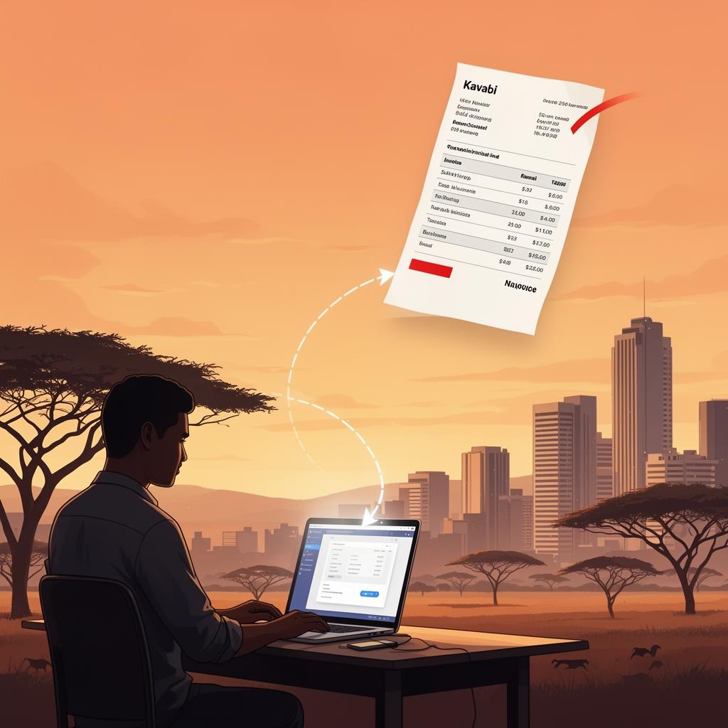 Foreign freelancer invoicing a Kenyan business client with KRA PIN and reverse charge wording