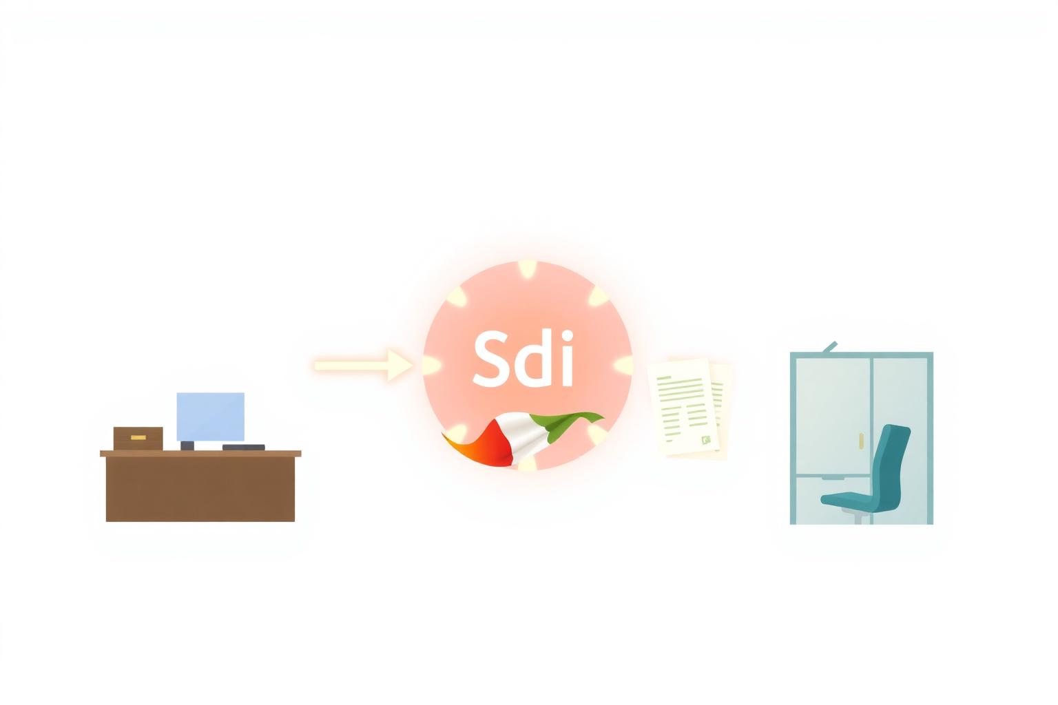 Editorial illustration of Italy's SdI clearance hub routing FatturaPA invoices for the italy e invoicing sdi guide guide