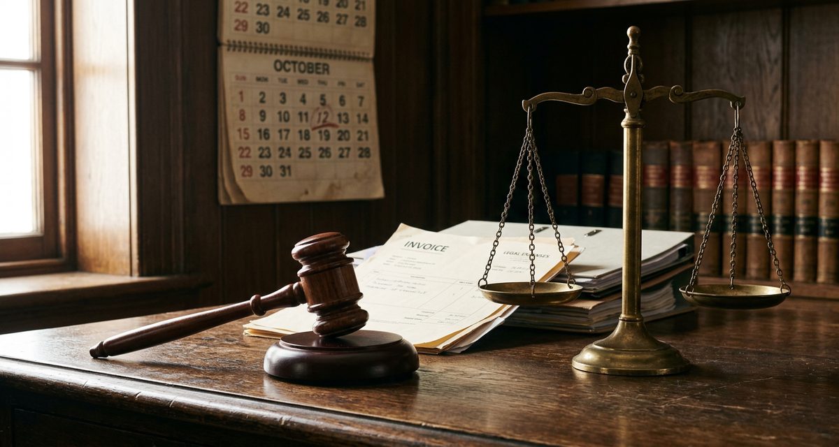 Legal scales and invoice documents representing late payment laws across countries
