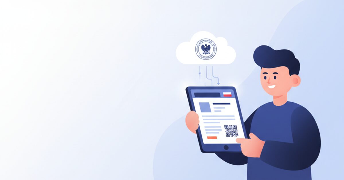 Editorial illustration of Poland's SEF system clearance hub for the poland ksef small business guide guide