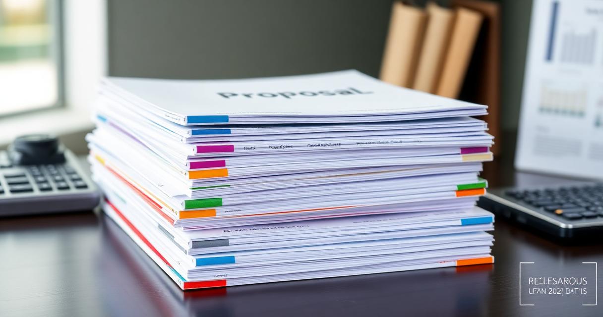 Stack of professional proposal templates for different industries