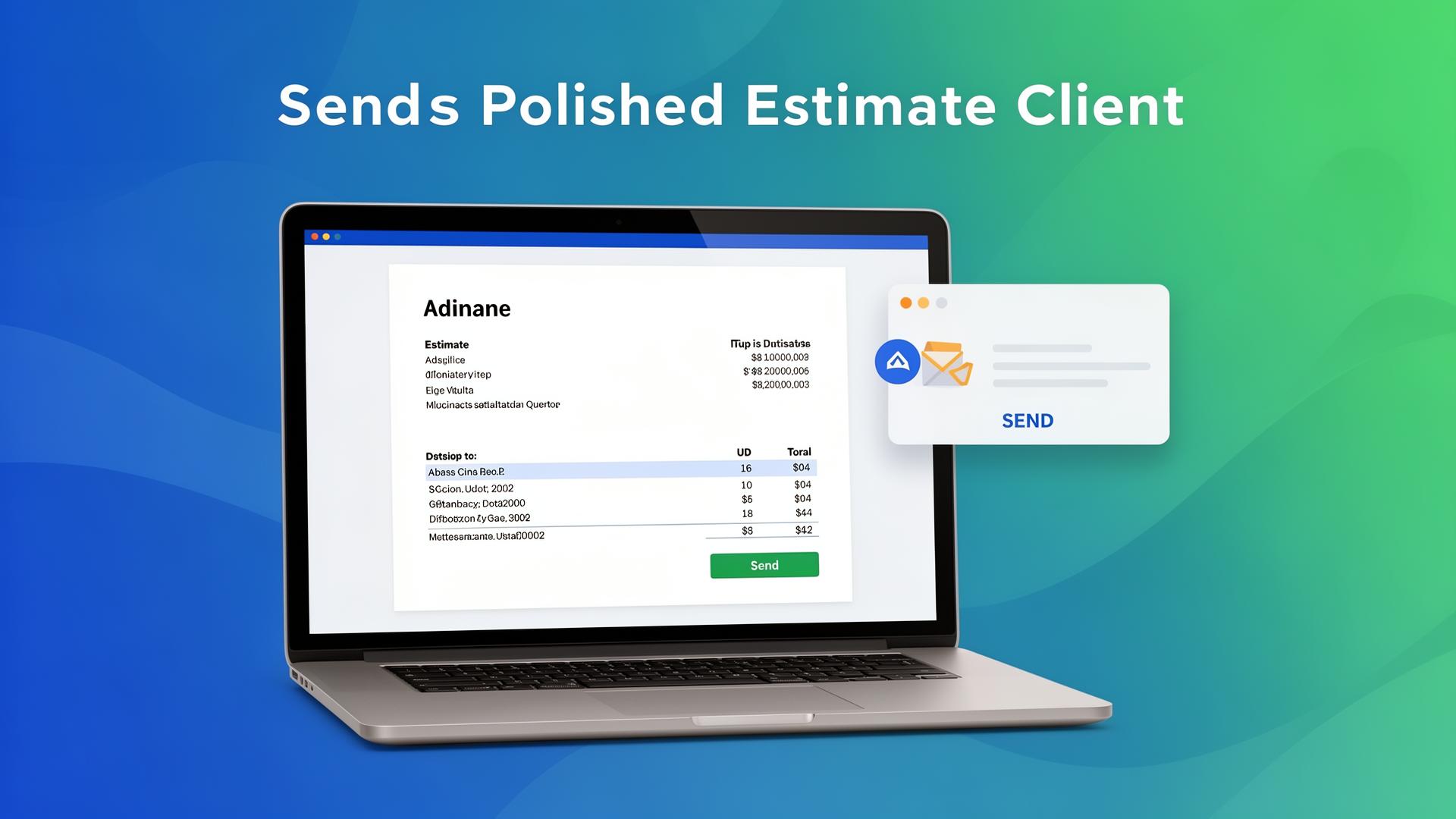 Professional estimate being sent to a client via laptop