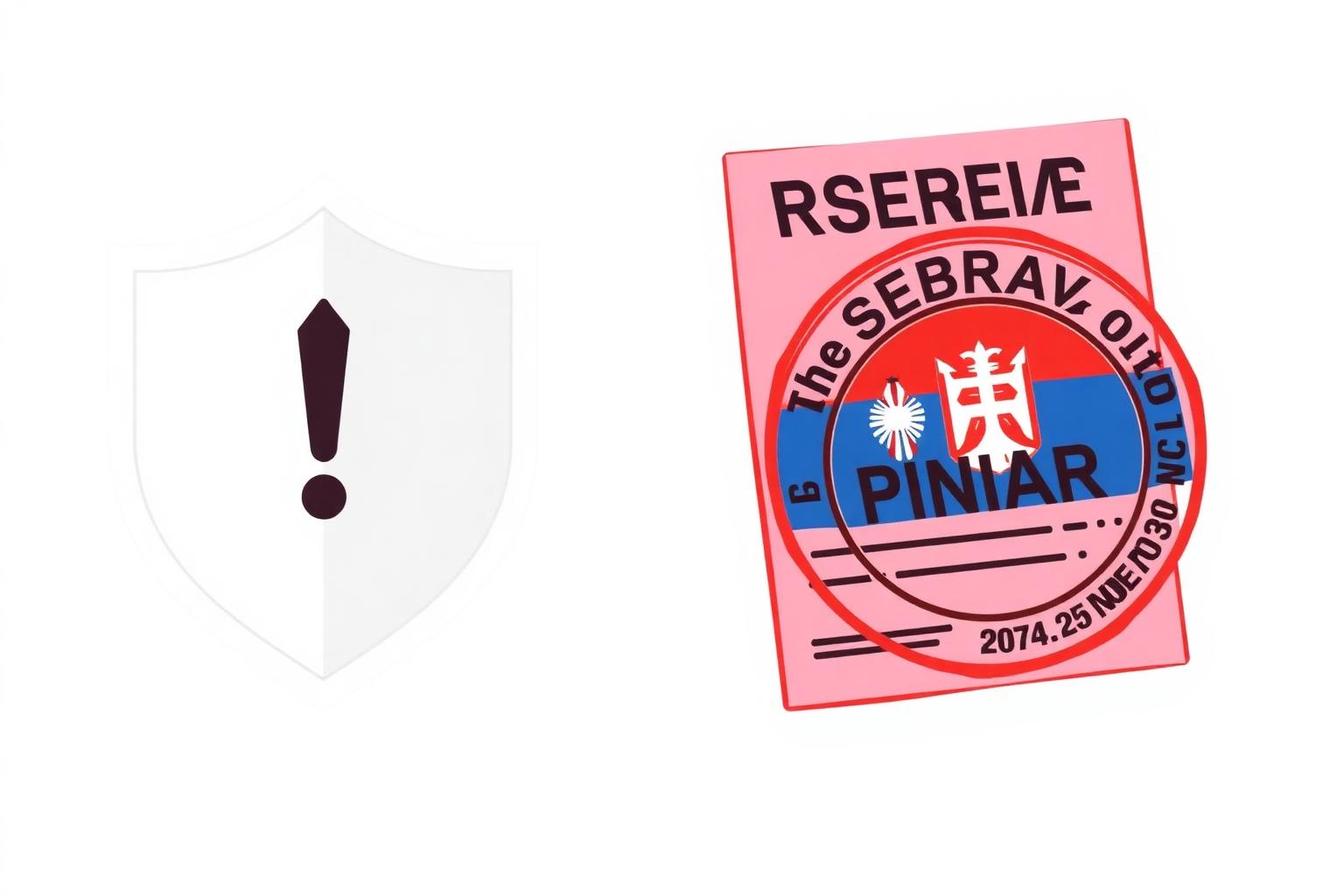 Warning shield beside a dinar penalty notice for Serbian e-invoicing