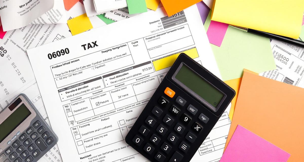 Freelancer organizing tax deduction receipts and expense categories